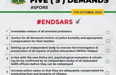 Police Reform Panel adopts 5-Point #ENDSARS demand
