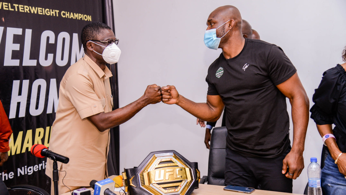 Edo State Deputy Governor receives UFC Welterweight Champion, Kamaru Usman